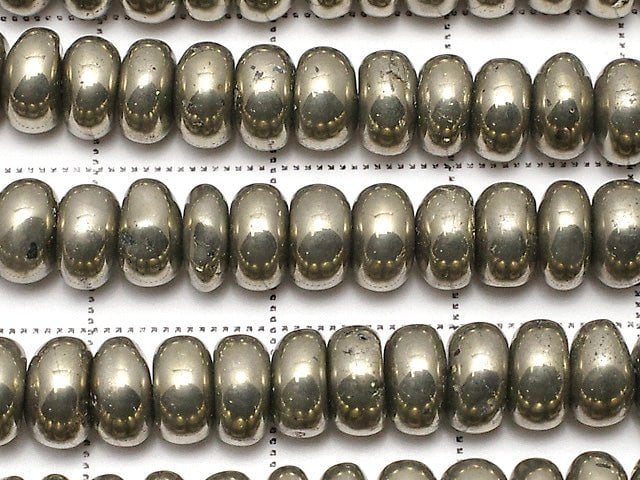[Video]Pyrite Rondelle 6x6x3mm half or 1strand beads (aprx.15inch/38cm)