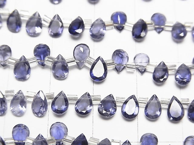 [Video] High Quality Iolite AAA Pear shape Faceted 6x4mm [Medium Color] 1strand (18pcs)