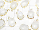 [Video]High Quality Rainbow Moonstone AA++ Bezel Setting Free Form Cut 18KGP 4pcs