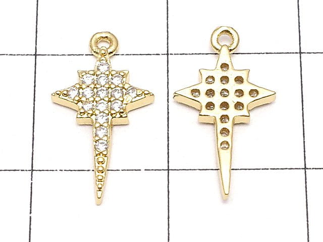 Metal Parts star motif charm 15x8mm Gold color (with CZ) 2pcs $3.59!