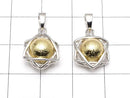 Meteorite (Altai meteorite) 8mm sphere set Star-shaped Pendant Gold color Silver 925