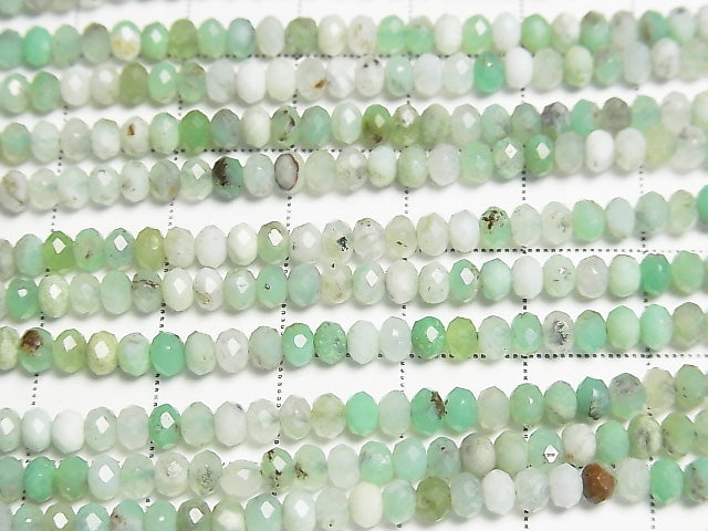 [Video] High Quality! Chrysoprase AA Faceted Button Rondelle 3.5x3.5x3mm 1strand beads (aprx.15inch / 36cm)
