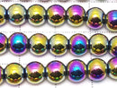 Hematite Round 6mm metallic coating 1strand beads (aprx.15inch / 38cm)