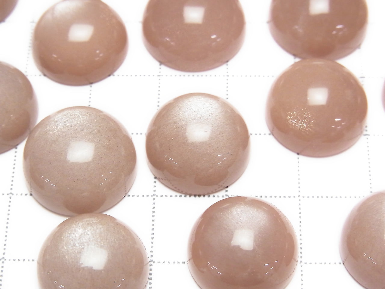 Pink Brown Moonstone AAA- Round Cabochon 15x15mm 2pcs