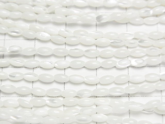 Mother of Pearl MOP White Rice 5x3x3mm 1strand beads (aprx.15inch / 37cm)