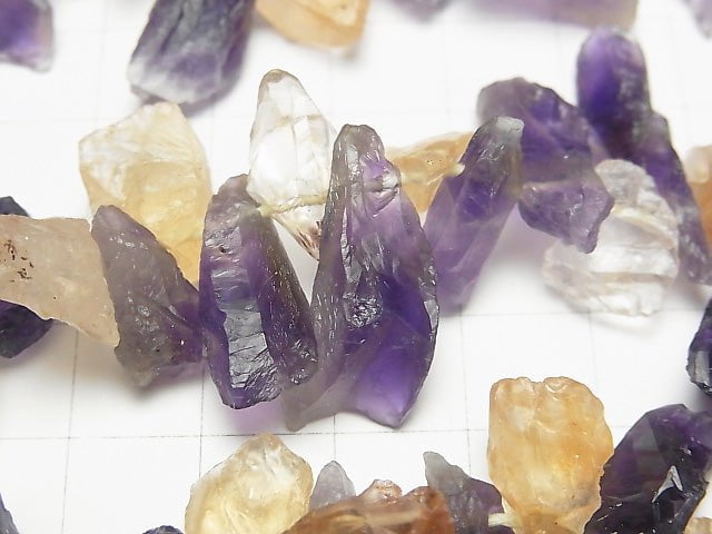 [Video] Amethyst xCitrine Point Rough Rock Nugget Top Side Drilled Hole half or 1strand beads (aprx.15inch / 38cm)