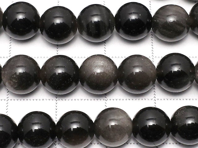 [Video] Silver Obsidian AAA Round 8mm 1strand beads (aprx.15inch/35cm)