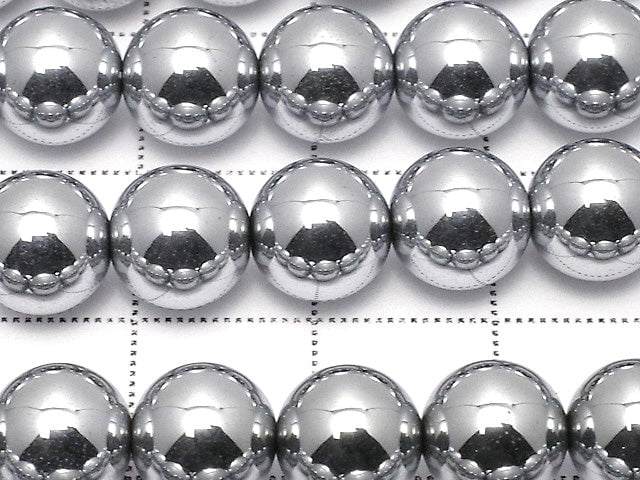 Hematite Round 10mm Silver Coated 1strand beads (aprx.15inch/38cm)