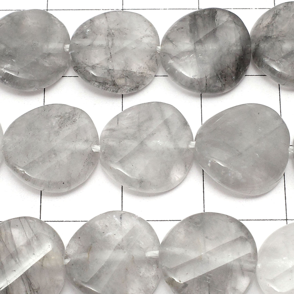 1 rang $9.79! Quartz Gris AA Torsadé Rondelle 12x12x4mm 1 rang de perles (env. 15 pouces / 37cm)