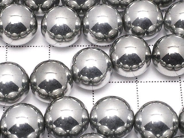 Magnetic! Hematite Round 10mm Silver coating 1strand beads (aprx.15inch / 38cm)