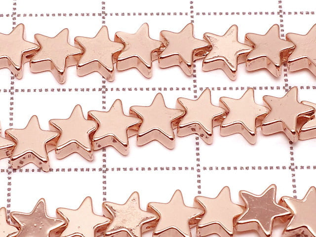 [Video]Hematite Star 6x6mm Pink Gold Coated 1strand beads (aprx.15inch/37cm)