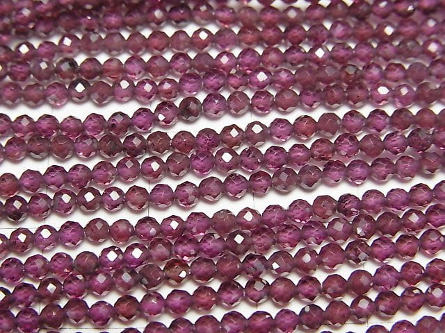 [Video] High Quality! India Garnet AAA Faceted Round 2mm 1strand beads (aprx.15inch / 37cm)