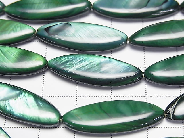 [Video] Green color Shell Marquise 30x10x4mm 1strand beads (aprx.13inch/33cm)