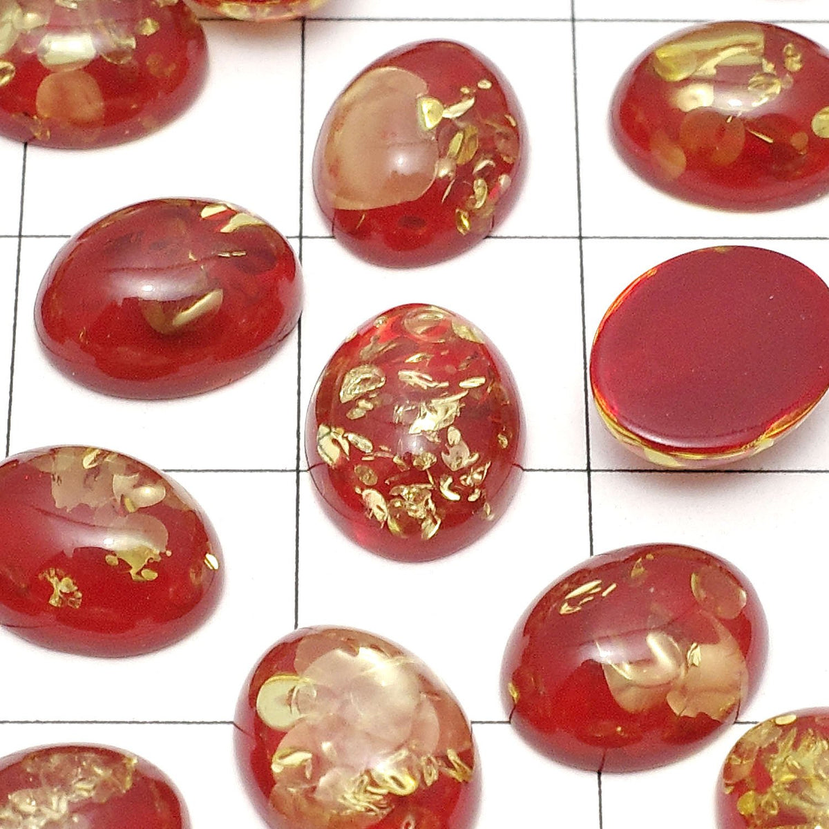 Cracked Red color Amber Oval Cabochon 10x8mm 2pcs