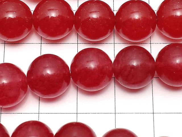 Red color Jade (clear type) Round 12mm 1strand beads (aprx.14inch/35cm)