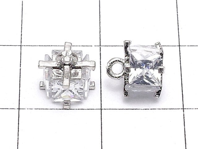 Metal Parts Charm with CZ Cube 7 x 7 x 7 mm Silver Color 2 pcs $2.79!