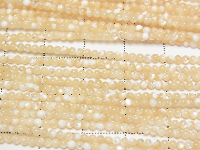 1strand $3.79! Mother of Pearl MOP Beige Round 2mm 1strand beads (aprx.15inch / 38cm)
