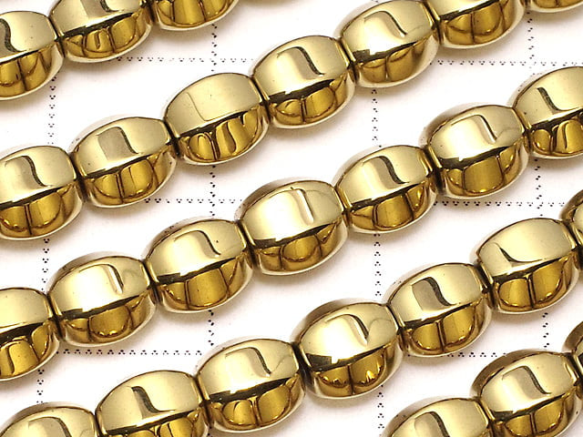Hematite 6 Faceted Round 6 x 6 mm x 6 mm gold coating 1 strand beads (aprx.15 inch / 38 cm)