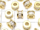 Metal parts Rondelle 6x6x4.5mm Gold (with CZ) 2pcs