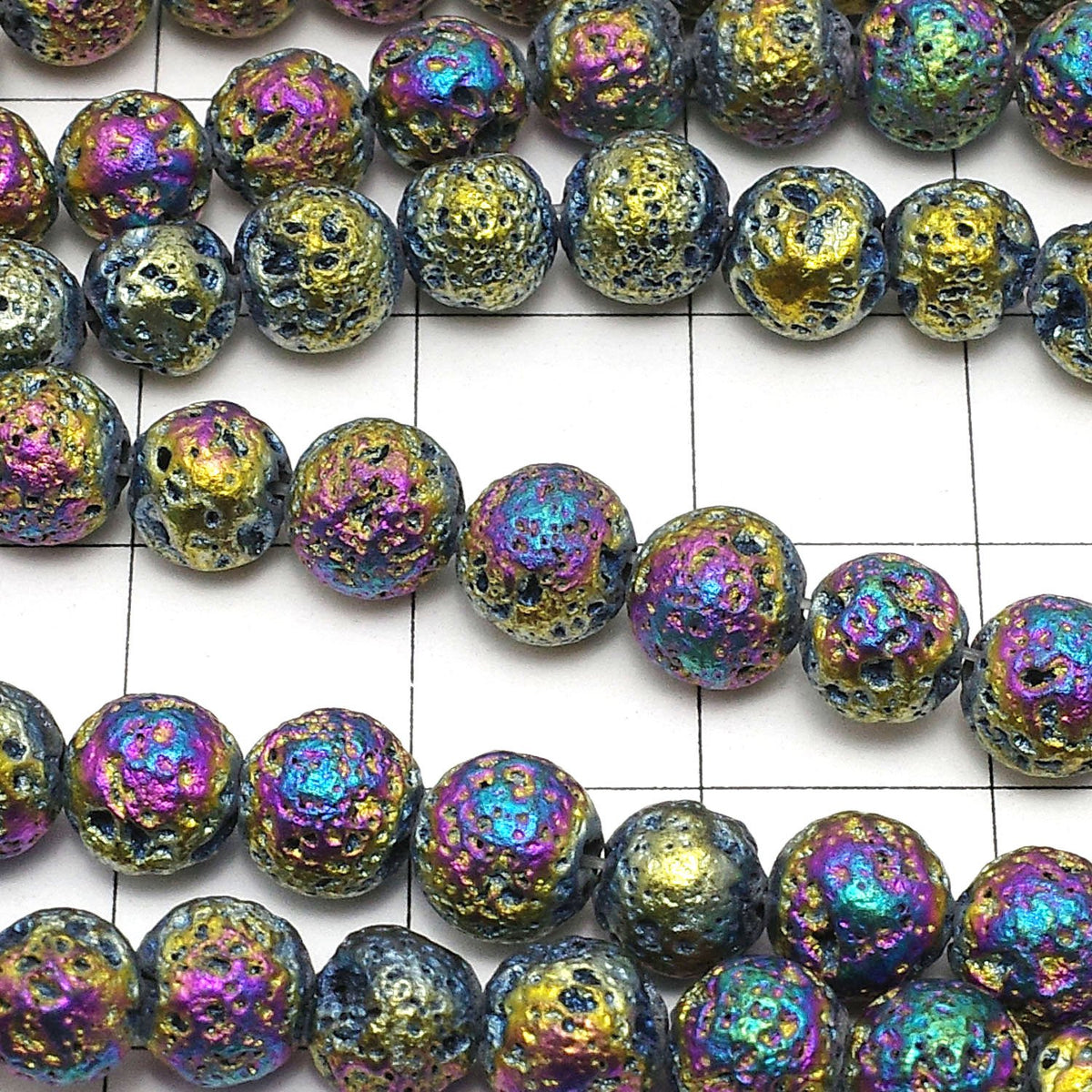 Lava Round 6mm Rainbow Color Coating 1strand beads (aprx.14inch / 35cm)