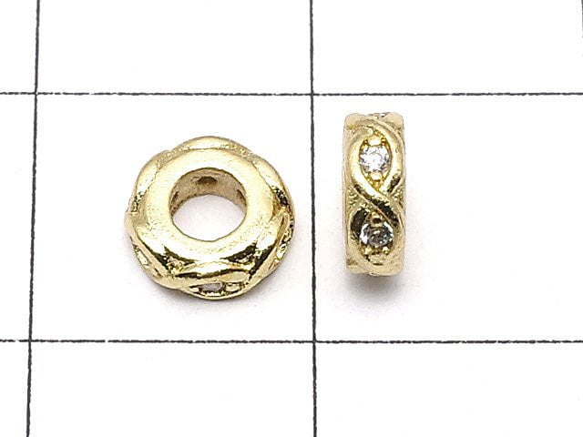 Metal parts Roundel 6x6x2mm Gold (with CZ) 2pcs