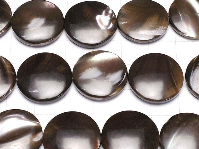 [Video] Mother of Pearl MOP Brown Coin 20x20x6mm half or 1strand beads (aprx.14inch / 34cm)