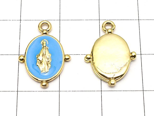 Metal Parts Charm 18x13mm Miraculous Medal Blue 1pc $1.79!