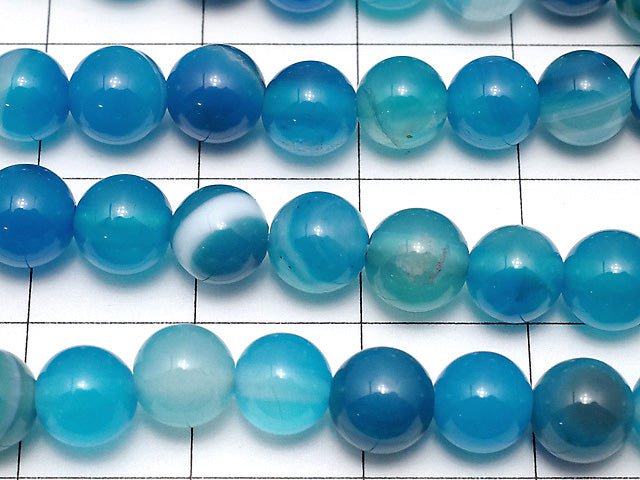 1strand $4.79! Blue Stripe Agate Round 6mm 1strand beads (aprx.15inch / 36cm)