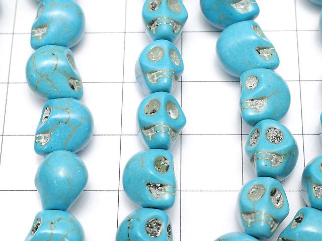 Magnesite Turquoise Skull 10x8x9mm 1strand beads (aprx.15inch / 37cm)