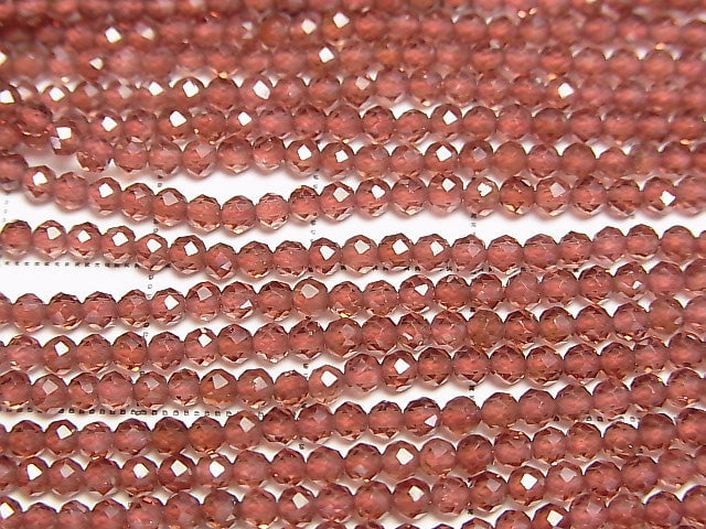 [Video]High Quality! Mozambique Garnet AAA Faceted Round 2.5mm 1strand beads (aprx.12inch/30cm)