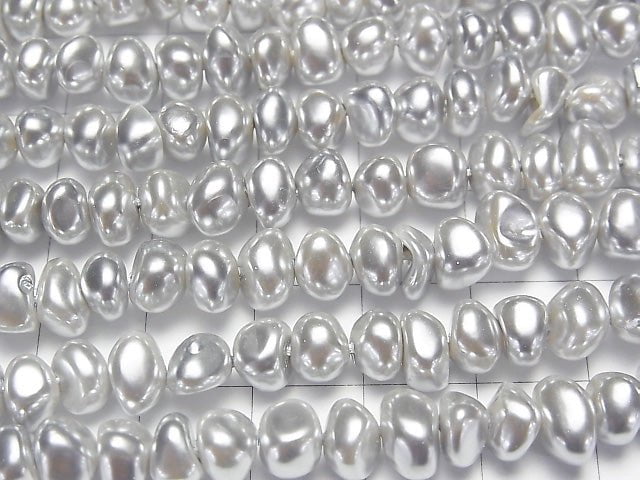 [Video]Shell Pearl Silver Potato -Baroque 6-7mm 1strand beads (aprx.15inch/37cm)