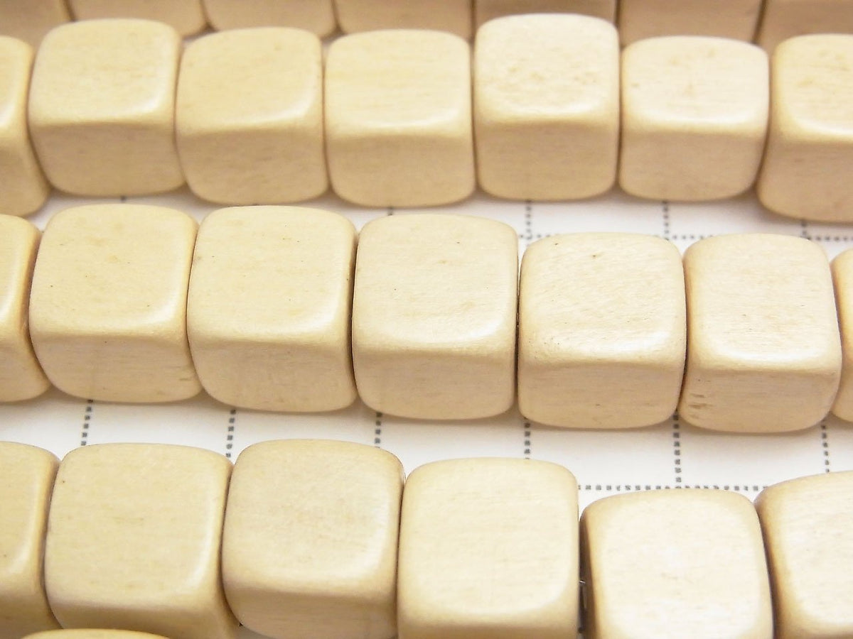 White Wood Cube 9x9x9mm 1strand beads (aprx.15inch / 38cm)