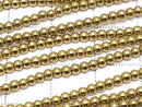 Hematite Round 2mm gold coated 1strand beads (aprx.15inch/38cm)