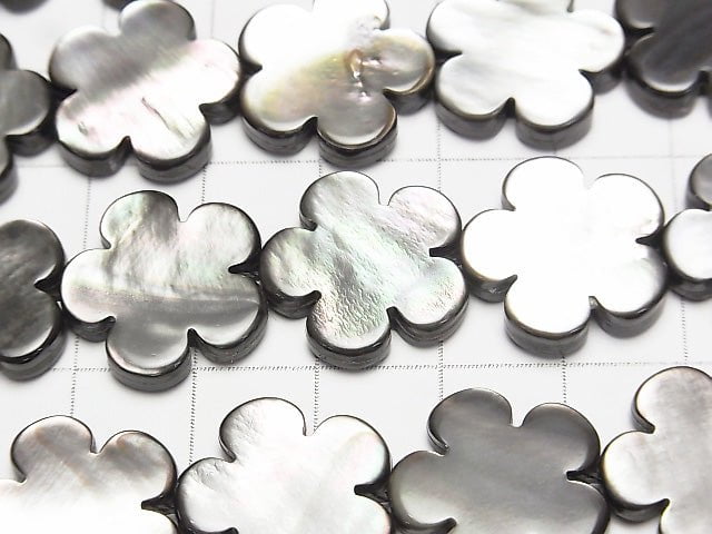 Black Shell AAA Flower motif 18 x 18 x 3 mm 1/4 or 1strand beads (aprx.15 inch / 38 cm)