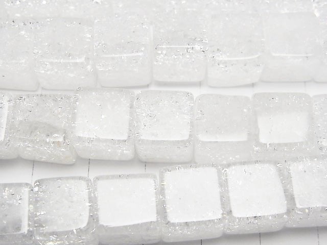 Cracked Crystal  Cube 10x10x10mm half or 1strand beads (aprx.15inch/38cm)
