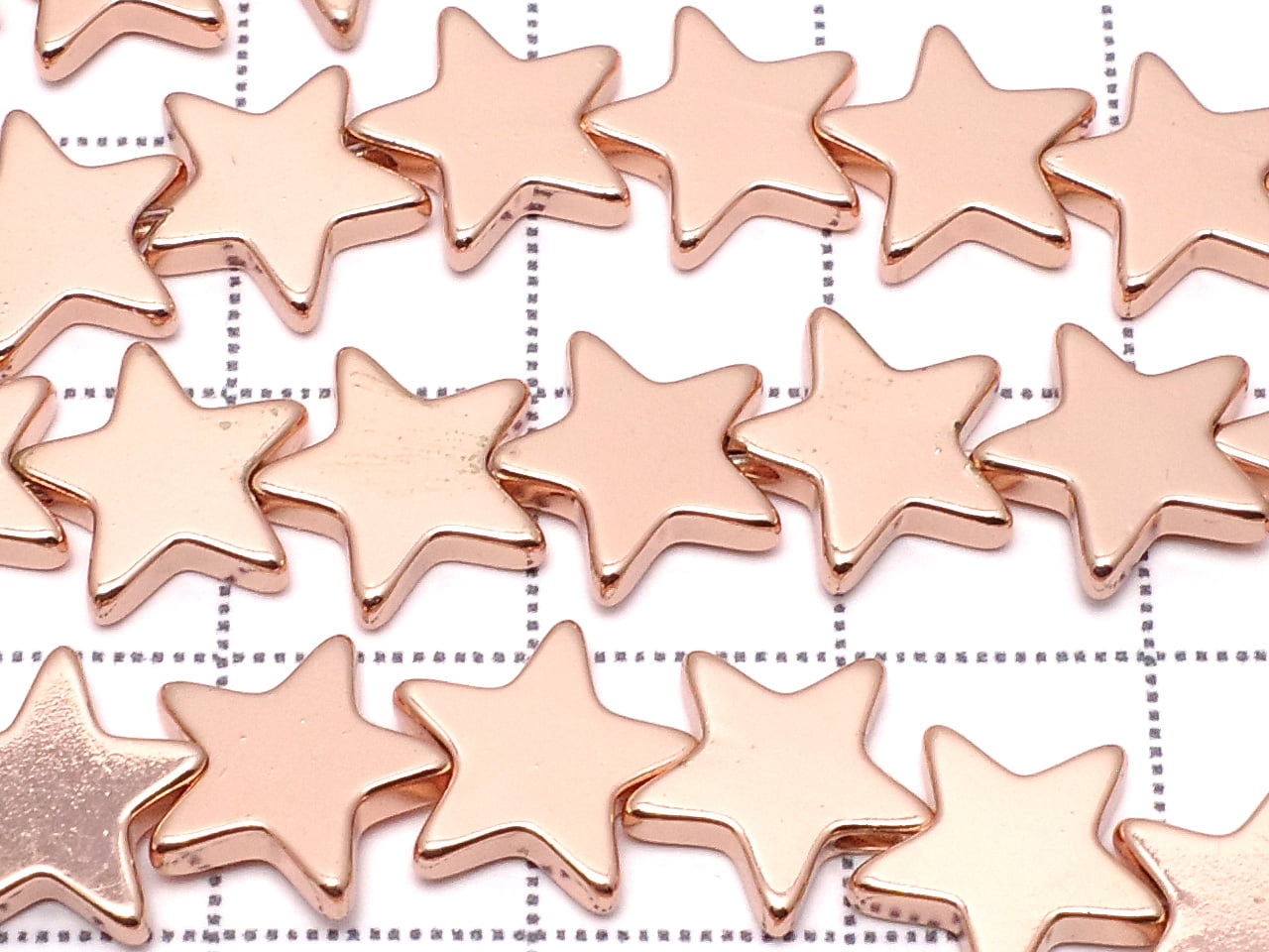 Hematite Star 10x10mm Pink Gold Coating 1strand beads (aprx.15inch/37cm)