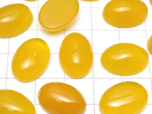 [Video] Yellow Chalcedony AAA Oval Cabochon 18x13mm 3pcs