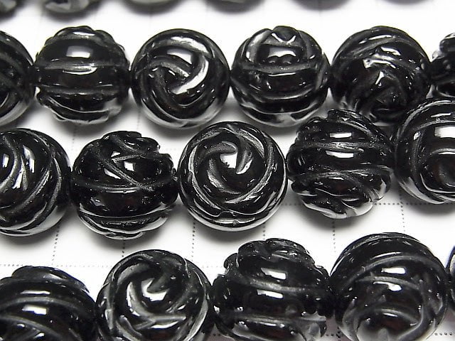 [Video] Onyx AAA Round Rose Cut 16mm 1/4 or 1strand beads (aprx.14inch/35cm)
