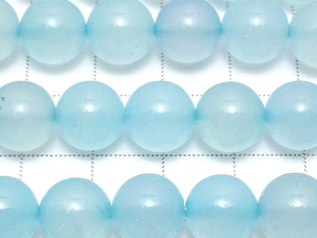 Sea Blue Chalcedony AAA - Round 10mm half or 1-strand beads (approx. 15 inches/36 cm)