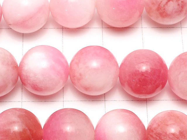 1strand $6.79! Pink & White Jade Round 12mm 1strand beads (aprx.15inch / 38cm)