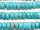 Magnesite Turquoise  Faceted Button Rondelle 8x8x4mm 1strand beads (aprx.15inch/36cm)