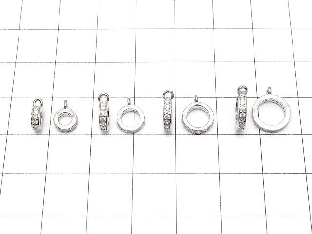 New size now available! Metal parts Roundel with Ring [6mm][7mm][8mm][10mm] Silver color (with CZ) 3pcs