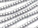 Hematite Small Size Cube 3x3x3mm Silver Coated 1strand (aprx.15inch/38cm)