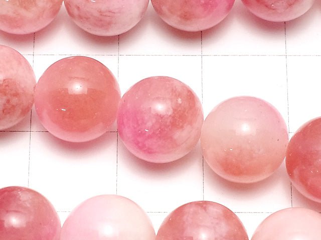 Pink & White Jade Round 10mm 1strand beads (aprx.15inch / 37cm)