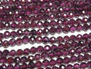 [Video] High Quality Rhodolite Garnet AAA 32 Faceted Round 4 mm 1strand beads (aprx.15 inch / 37 cm)