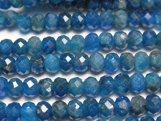 [Video]High Quality! Apatite AA+ Faceted Button Roundel 5.5x5.5x4mm half or 1strand beads (aprx.15inch/36cm)