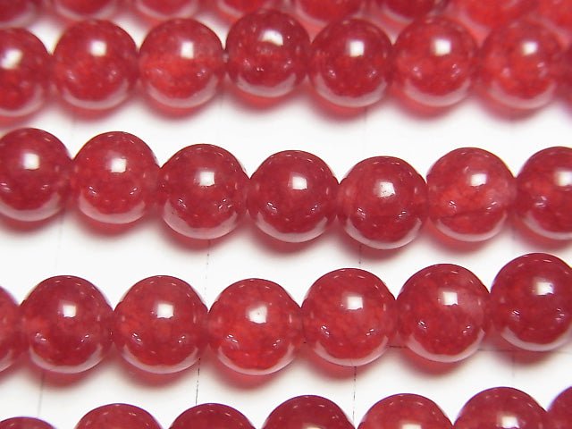 Red color Jade (clear type) Round 6mm 1strand beads (aprx.15inch / 37cm)