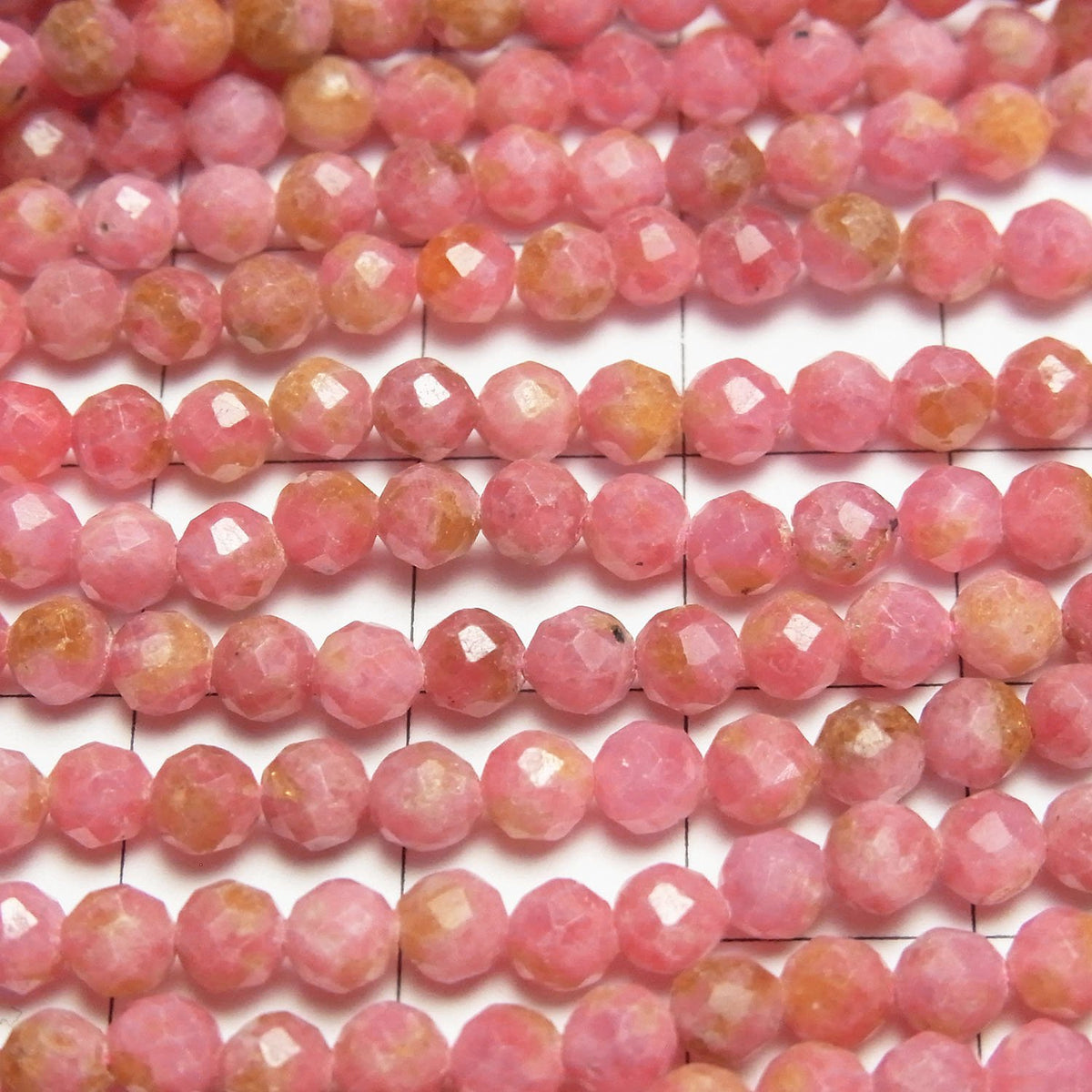 High Quality! Rhodonite AA++ Faceted Round 4mm 1strand beads (aprx.15inch / 37cm)