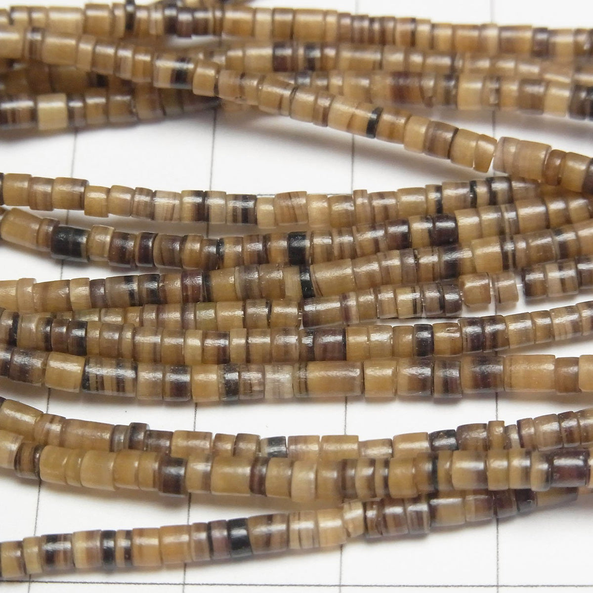 Pen Shell Rondelle (Heishi) 3x3x1.5mm Brown Half or 1strand beads (approx. 23 inches/58 cm)