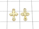 Metal parts 12x7mm Cross Gold color (with CZ) 2pcs